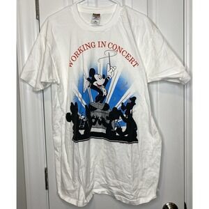 Disney Mickey Unlimited Vintage Working In Concert Orchestra Shirt White Size XL